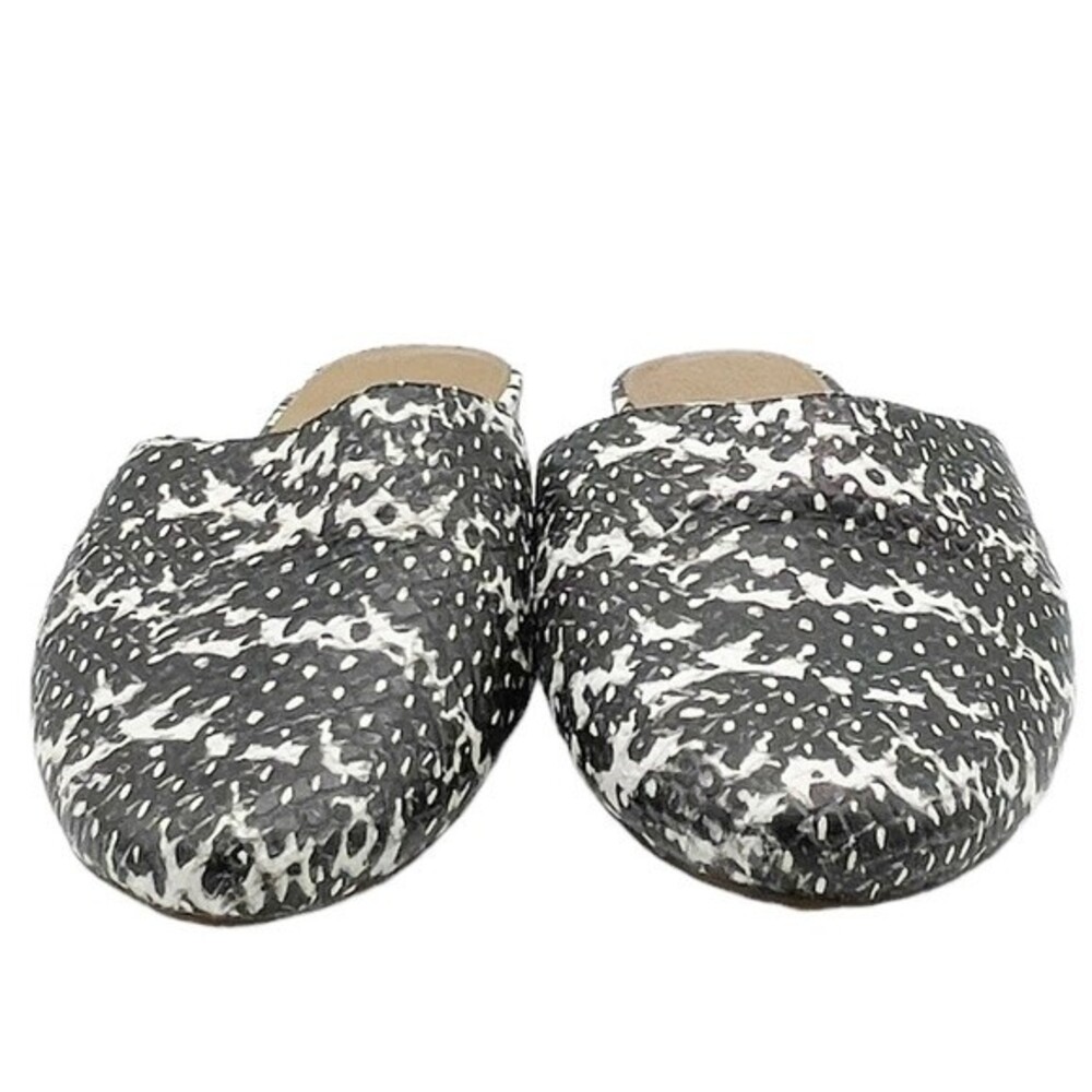 Yosi Samra Parker Mules Gray Snake Embossed Leather Open Back Flats Size 7 - Picture 9 of 16